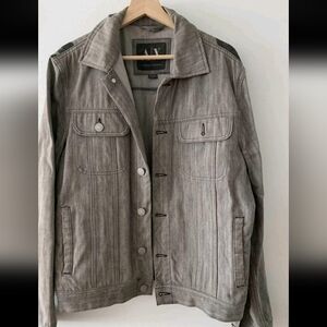 Armani Exchange Men's Grey Eagle Design Denim Jacket